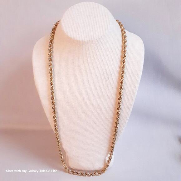 Goldmine USA Necklace Thick Gold Tone Spiral Rope Chain - Picture 1 of 7